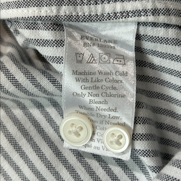 Everlane Uniform Gray White Striped Button Down Slim Fit Oxford Shirt Medium - Picture 7 of 9